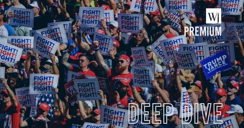 Supporters gather at a campaign rally for Republican presidential nominee and former President Donald Trump at the Butler Farm Show Grounds in Butler, Pennsylvania, on Saturday.