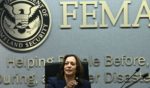 Vice President Kamala Harris attends a briefing about the impacts of Hurricane Helene and updates on the federal response at Federal Emergency Management Agency headquarters in Washington, D.C., on Monday.