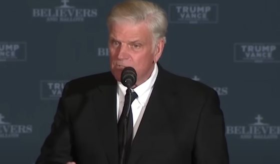 Rev. Franklin Graham speaks at the 11th Hour Faith Leaders Meeting in Concord, North Carolina, on Monday.