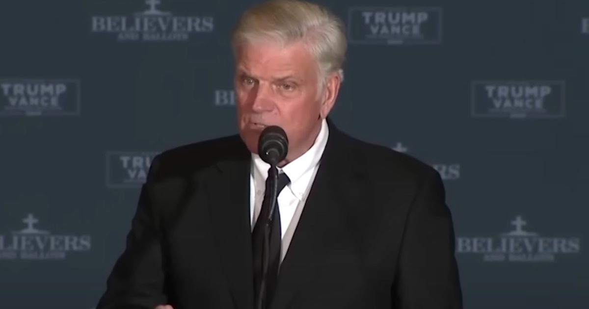 Rev. Franklin Graham speaks at the 11th Hour Faith Leaders Meeting in Concord, North Carolina, on Monday.