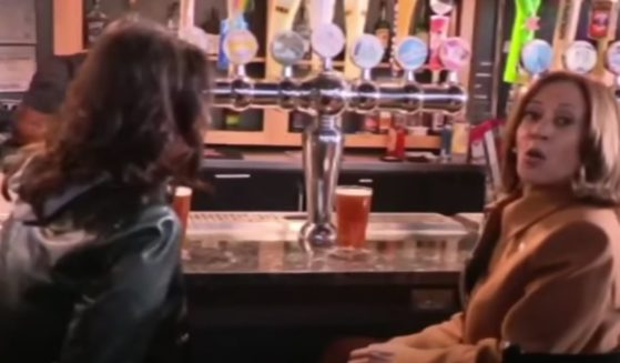 Vice President Kamala Harris, right, and Michigan Gov. Gretchen Whitmer, left, were filmed drinking a beer on Saturday and were caught discussing her campaign.