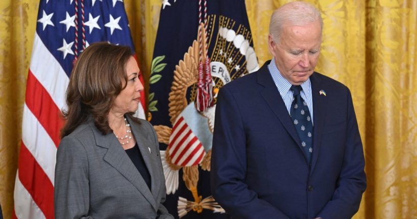 President Joe Biden and Vice President Kamala Harris attend an event on gun violence in the East Room of the White House in Washington, D.C., on Sept. 26.