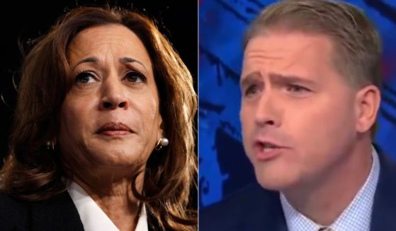 Conservative commentator Scott Jennings, right, caused a CNN panel to audibly gasp when he laid out the reasons Vice President Kamala Harris, left, doesn't resonate with male voters.