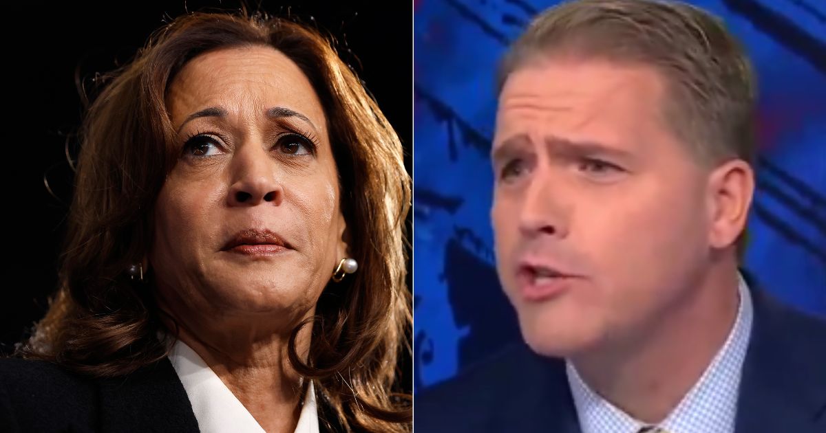 Conservative commentator Scott Jennings, right, caused a CNN panel to audibly gasp when he laid out the reasons Vice President Kamala Harris, left, doesn't resonate with male voters.