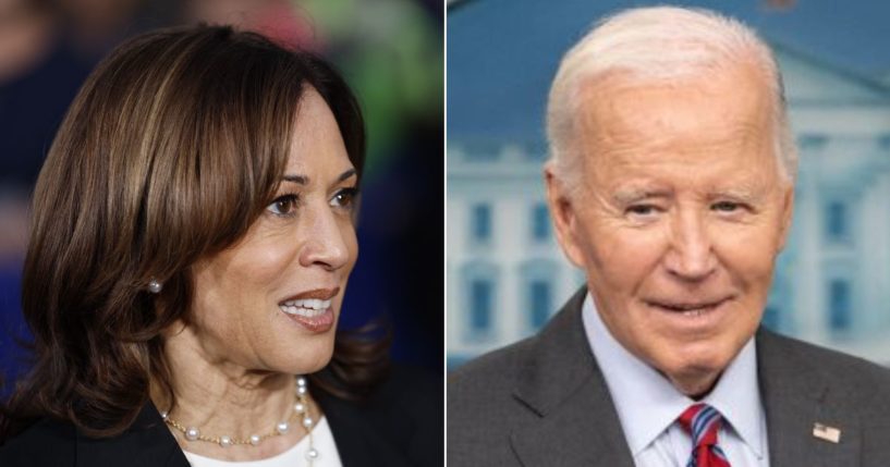 President Joe Biden, right, showed up at a White House news briefing Friday, where he insisted that Vice President Kamala Harris, left, played a vital role in all his administration's actions.