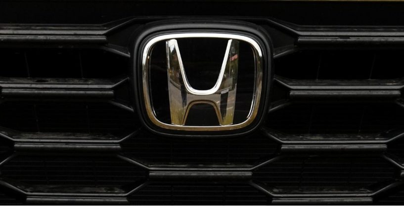 The Honda logo is pictured on a Honda CR-V SUV at Honda Marin in San Rafael, California, on Oct. 16.