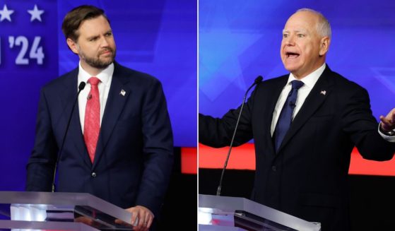 Republican vice presidential candidate Sen. J.D. Vance of Ohio and Democratic vice presidential candidate Minnesota Gov. Tim Walz participate in a debate at Tuesday in New York City.