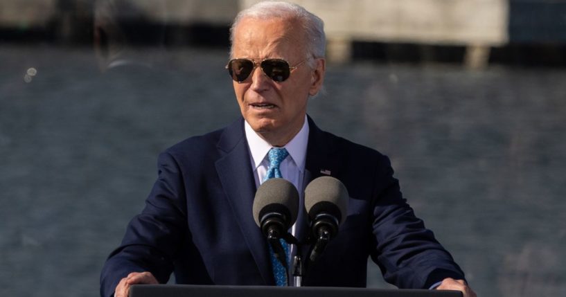 President Joe Biden delivers remarks on his administration's Investing in America agenda at the Port of Baltimore in Baltimore, Maryland, on Tuesday.