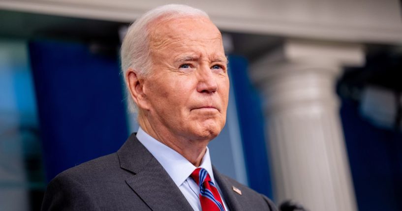 President Joe Biden speaks during a White House media briefing in Washington, D,C., on Friday.