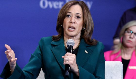 Vice President Kamala Harris speaks during a moderated conversation in Brookfield, Wisconsin, on Monday.