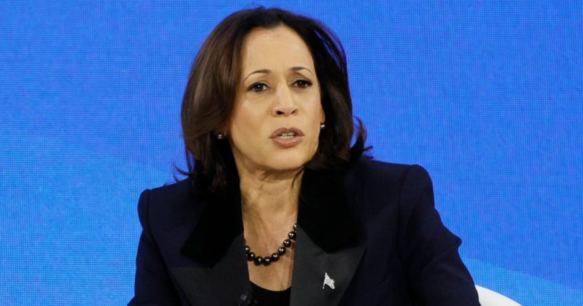 Presidential campaign staffers for Vice President Kamala Harris, seen at a November 2023 appearance, are trying to downplay allegations that Harris's 2009 book contains dozens of instances of plagiarism.