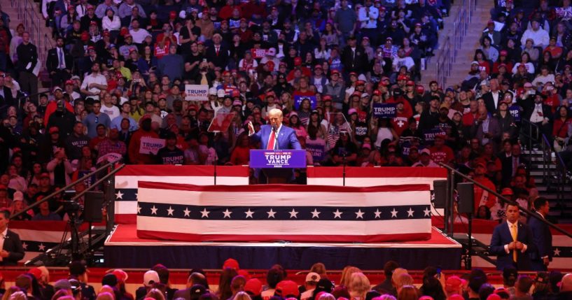 Former President Donald Trump speaks during a campaign rally at Madison Square Garden in New York City on Sunday.