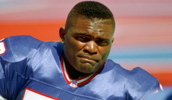 Linebacker Lawrence Taylor of the New York Giants looks on from the field before a game against the Tampa Bay Buccaneers at Giants Stadium on Sept. 12, 1993, in East Rutherford, New Jersey.