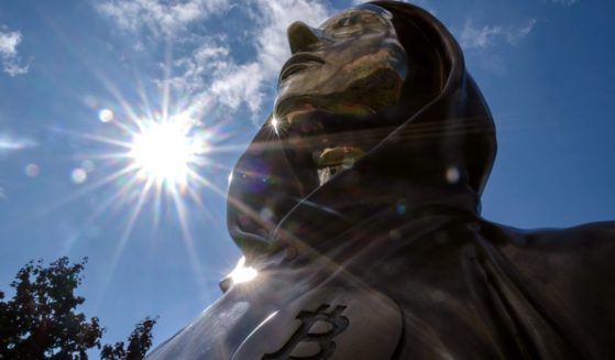 A statue of Satoshi Nakamoto, a presumed pseudonym used by the inventor of Bitcoin, is displayed in Graphisoft Park in Budapest, Hungary, on Sept. 22, 2021.