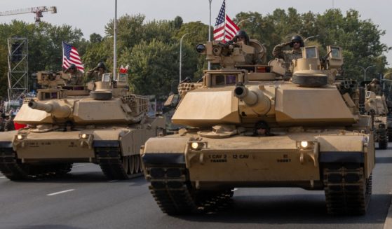 US Army Abrams tanks take part in a military parade in Warsaw on Polish Army Day, August 15, 2024, to commemorate the anniversary of the 1920 victory over Soviet Russia at the Battle of Warsaw during the Polish-Soviet War.