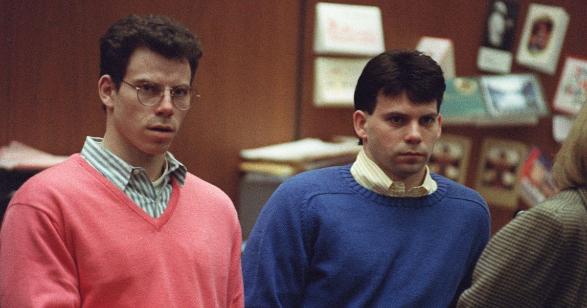 Erik Menendez (L) and his brother Lyle (R) listen during a pre-trial hearing, on December 29, 1992 in Los Angeles after the two pleaded innocent in the August 1989 shotgun deaths of their wealthy parents, Jose and Mary Louise Menendez of Beverly Hills, Calif.