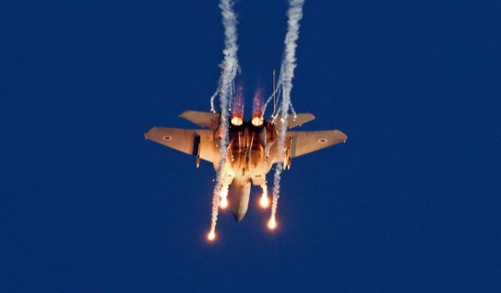 Israel's F-15 Eagle fighter plane performs during the graduation ceremony of Israeli Air Force pilots at the Hatzerim base in the Negev desert, near the southern city of Beer Sheva, on June 29, 2023.