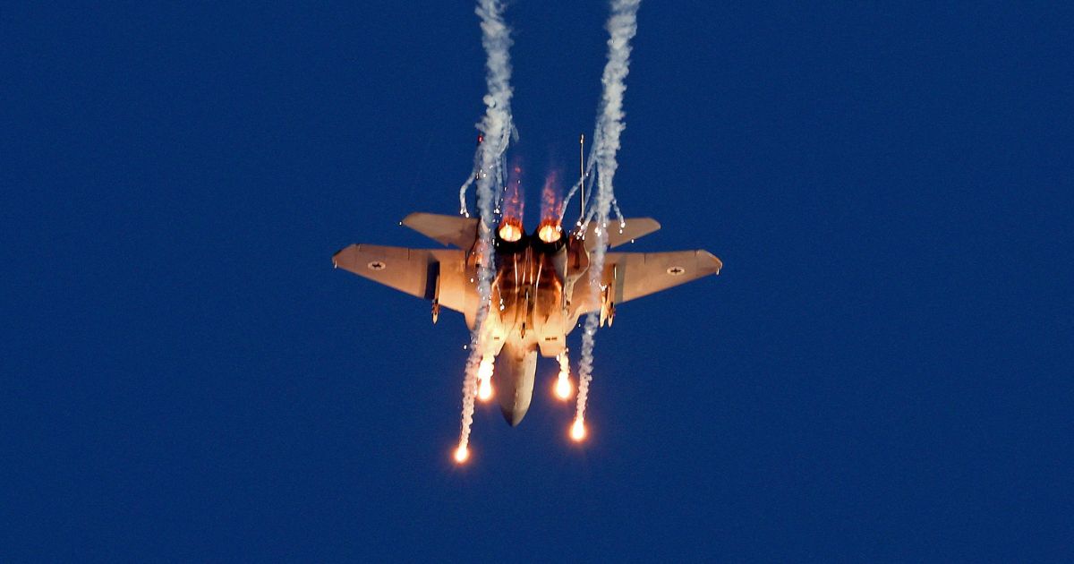 Israel's F-15 Eagle fighter plane performs during the graduation ceremony of Israeli Air Force pilots at the Hatzerim base in the Negev desert, near the southern city of Beer Sheva, on June 29, 2023.