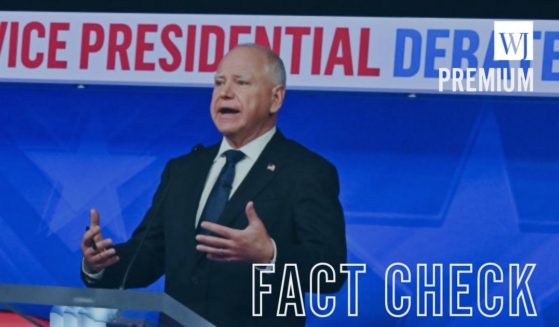 Minnesota Gov. Tim Walz speaks during the vice-presidential debate Tuesday in New York City.