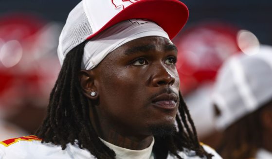 Rashee Rice of the Kansas City Chiefs stands on the sidelines during an NFL preseason football game against the Jacksonville Jaguars in Jacksonville, Florida, on Aug. 10.