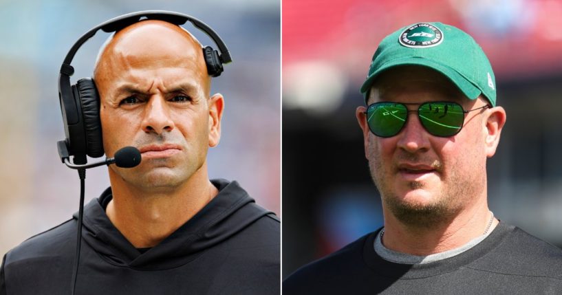 First the New York Jets fired head coach Robert Saleh, left. Now they've demoted offensive coordinator Nathaniel Hackett.