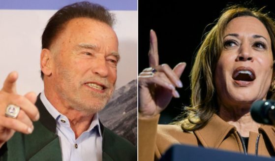 Actor and former California Gov. Arnold Schwarzenegger, left, posted a lengthy presidential endorsement that mostly talked about himself.