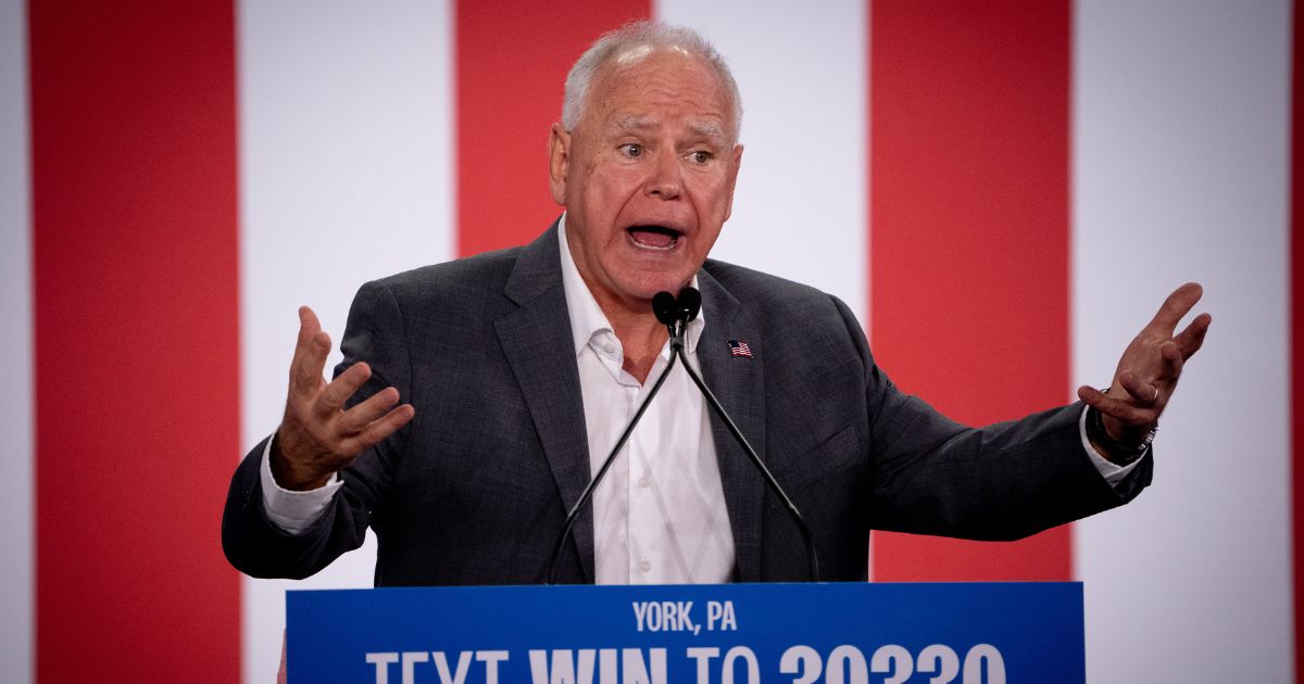 Minnesota Gov. Tim Walz speaks at a rally in York, Pennsylvania, on Oct. 2.