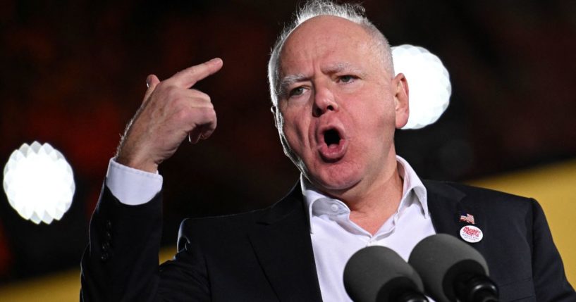 Democratic Vice Presidential candidate and Minnesota Gov. Tim Walz speaks during a campaign rally in Ann Arbor, Michigan, on Monday.