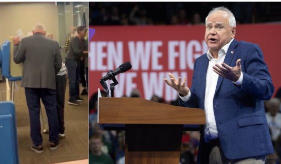 Video of Minnesota Gov. Tim Walz helping his son vote, left, sparked accusations online that Walz broke Minnesota law.