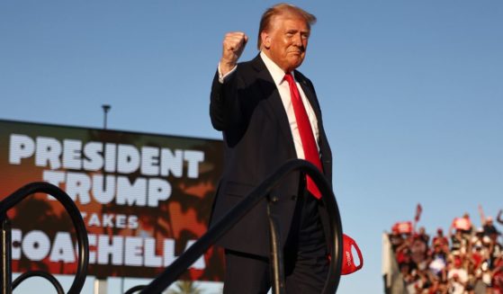 Former President Donald Trump greets supporters at a campaign rally in Coachella, California, on Saturday.