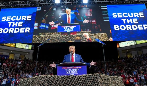 Former President Donald Trump speaks during a campaign rally in Prescott, Arizona, on Sunday.