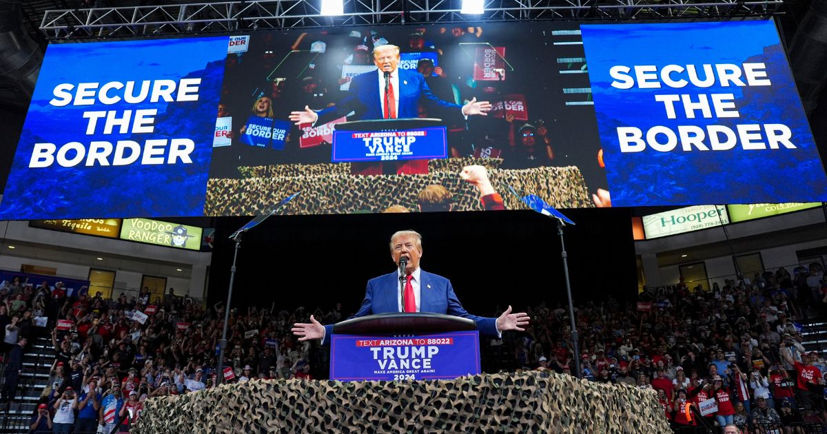 Former President Donald Trump speaks during a campaign rally in Prescott, Arizona, on Sunday.