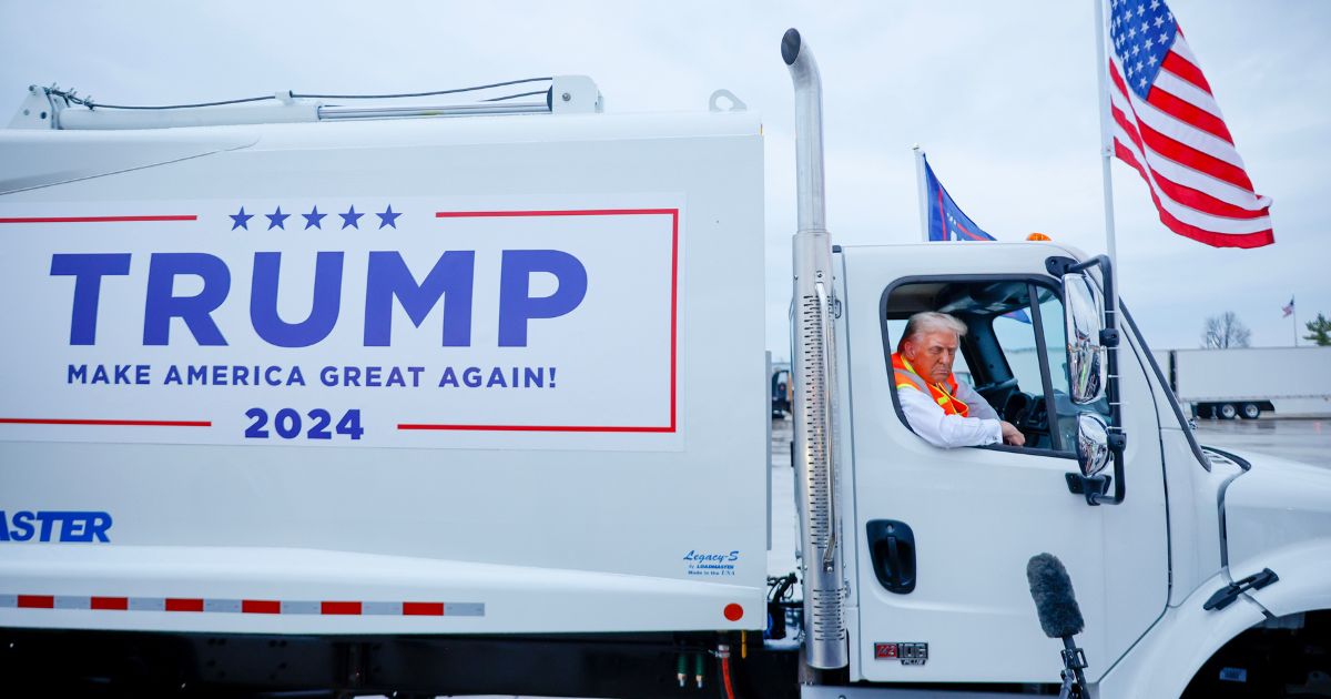 Former President Donald Trump campaigned in a garbage truck in Green Bay, Wisconsin, on Thursday, following comments from President Joe Biden, which called Trump supporters “garbage.”