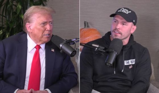 Will Compton, co-host of Barstool Sports's "Bussin' With The Boys" podcast, right, defended comments made on the podcast by former President Donald Trump, left, after The Washington Post tried to slam one of Trump's comments as racist.