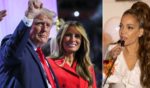 "The View's" Sunny Hostin, right, made some outlandish claims about former first lady Melania Trump, seen at left with her husband, Republican presidential nominee Donald Trump. Hostin claimed Melania Trump hates her husband and that she doesn't want to be first lady again.