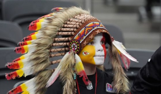 Young fan of the Kansas City Chiefs Holden Armenta waits for the start of Super Bowl LVIII between the Kansas City Chiefs and the San Francisco 49ers at Allegiant Stadium in Las Vegas, Nevada, on February 11, 2024.