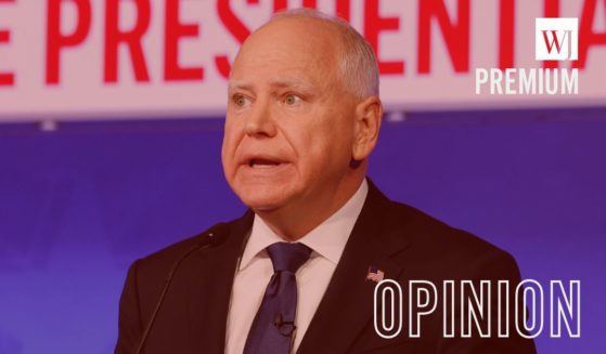 Minnesota Gov. Tim Walz speaks during the vice presidential debate against Sen. J.D. Vance in New York City on Tuesday.