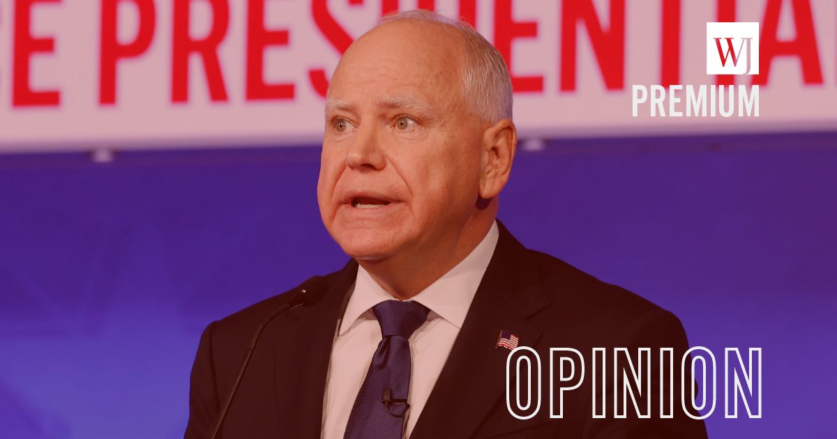 Minnesota Gov. Tim Walz speaks during the vice presidential debate against Sen. J.D. Vance in New York City on Tuesday.