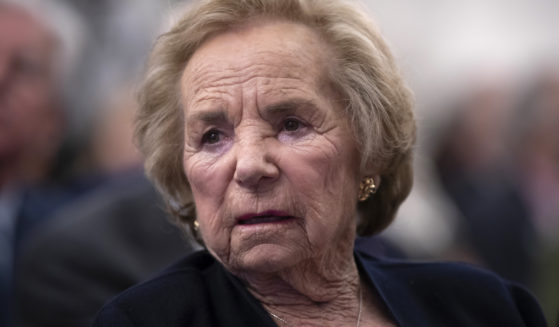 Ethel Kennedy, widow of Sen. Robert F. Kennedy, watches a video about her late husband during the Robert F. Kennedy Human Rights awards ceremony on Capitol Hill in Washington, D.C., on June 5, 2018.