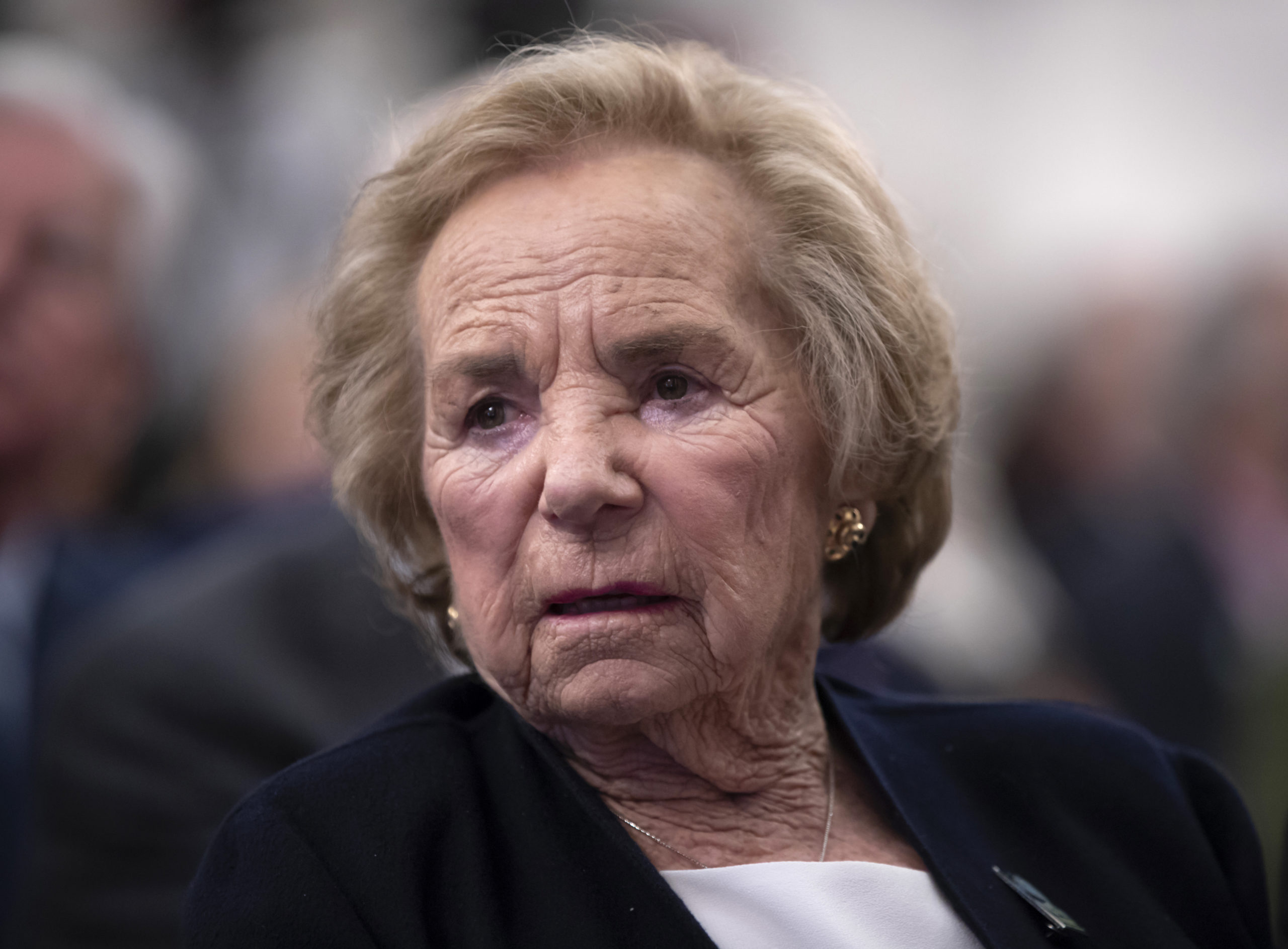 Ethel Kennedy, widow of Sen. Robert F. Kennedy, watches a video about her late husband during the Robert F. Kennedy Human Rights awards ceremony on Capitol Hill in Washington, D.C., on June 5, 2018.