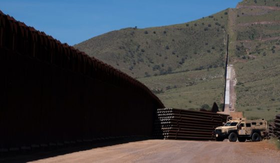 The U.S.-Mexico border fence is seen on August 22, 2024 south of Sierra Vista, Arizona.