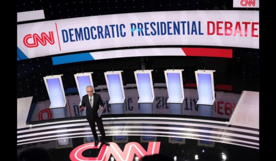 CNN anchor Wolf Blitzer speaks to the audience ahead of the Democratic presidential primary debate at Drake University on January 14, 2020 in Des Moines, Iowa.