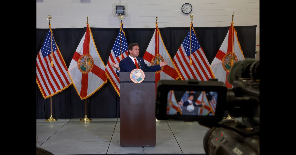 Florida Gov. Ron DeSantis speaks during a press conference regarding an apparent assassination attempt of former President Donald Trump on September 17, 2024 in West Palm Beach, Florida.