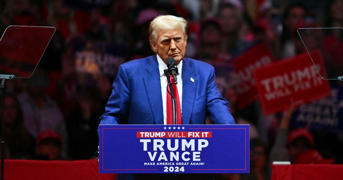 Former US President and Republican presidential candidate Donald Trump speaks during a campaign rally at Madison Square Garden in New York, October 27, 2024.