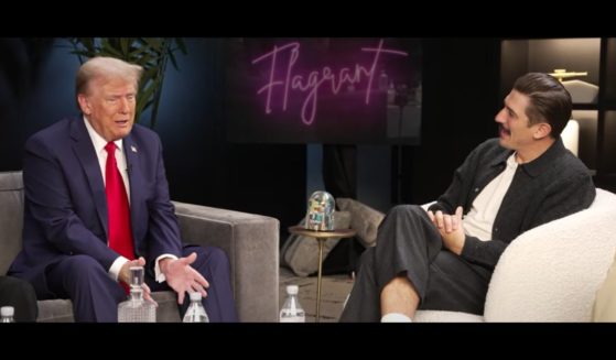 This YouTube screen shot shows former President Donald Trump (L) and "Flagrant" podcast host Andrew Schulz (R) speaking during an episode posted Oct. 9.