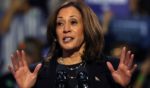 Vice President Kamala Harris campaigns for the presidency Sunday during a rally at the Erie Insurance Arena in Erie, Pennsylvania.