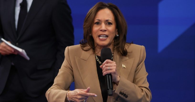 Vice President Kamala Harris, pictured speaking at a Univision town hall in Las Vegas on Thursday.