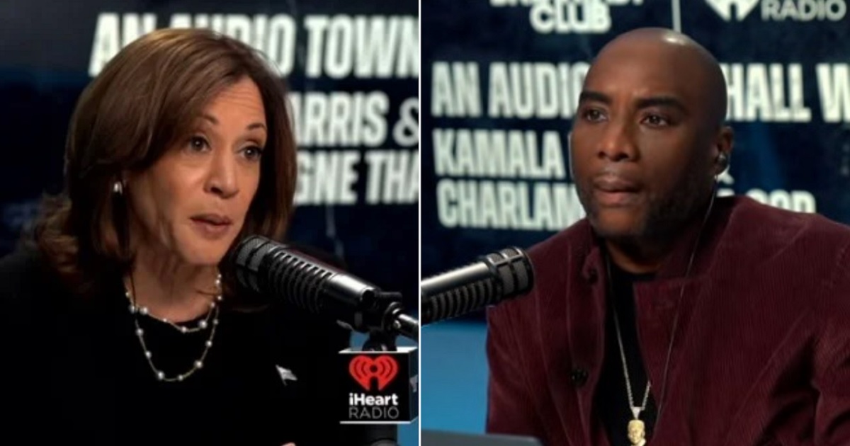 Vice President Kamala Harris, left; radio host Charlamagne tha God, right.