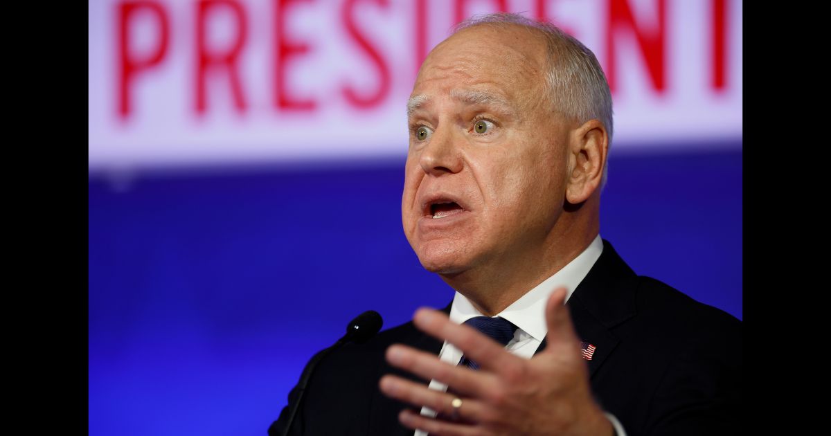 Democratic vice presidential candidate, Minnesota Gov. Tim Walz, speaks during a debate at the CBS Broadcast Center on October 1, 2024 in New York City.