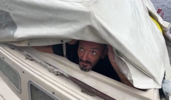 This X screen shot shows viral social media sensation Joseph Malinowski, nicknamed "Lieutenant Dan," who chose to brave Hurricane Milton in his boat.